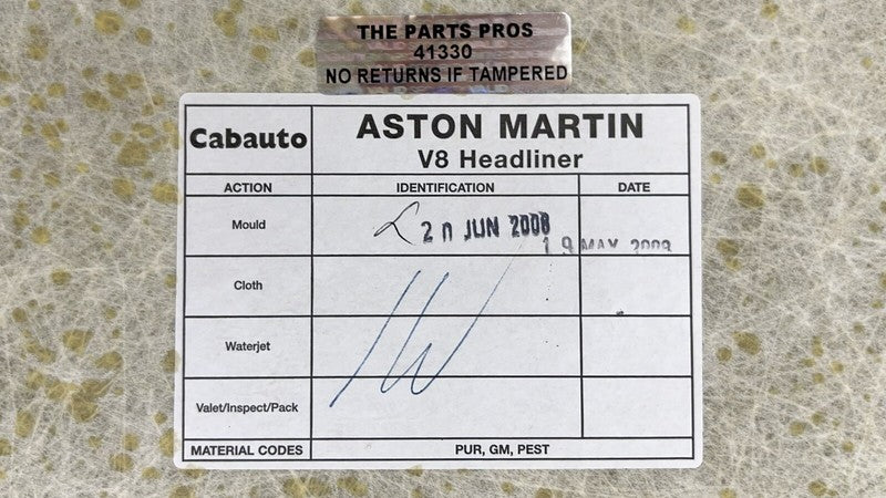 8D33-03532-AB / 8D33 03532 AB / 8D3303532AB 07-17 ASTON MARTIN VANTAGE OVERHEAD ROOF HEADLINER HEADLINING ALCANTARA SET