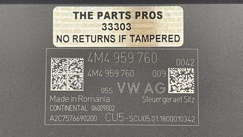 4M4 959 760 / 4M4959760 17-23 AUDI A4 S4 A5 S5 DRIVER LEFT FRONT SEAT CONTROL MODULE 4M4959760 OEM