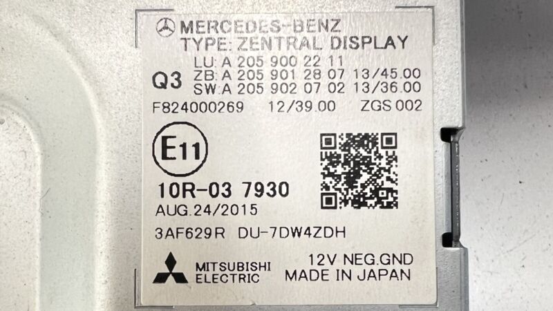 F824000269 15-18 MERCEDES-BENZ C63S W205 NAVIGATION RADIO ZENTRAL DISPLAY SCREEN OEM