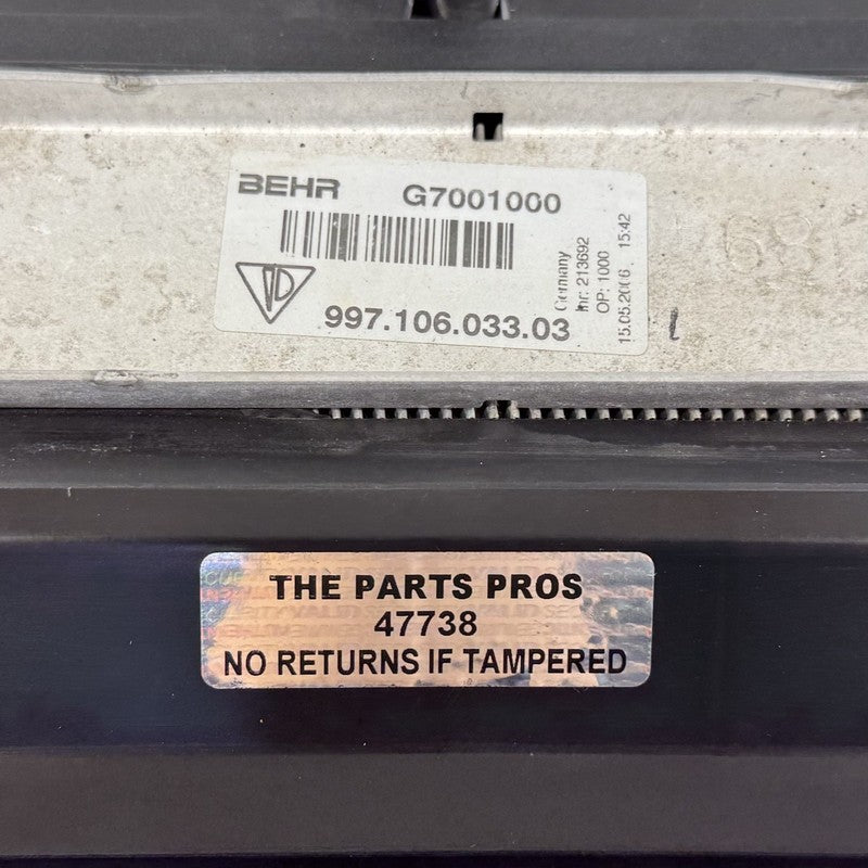 997.575.341.00 / 997 575 341 00 / 99757534100 06-08 Porsche Cayman S 987 Driver Left Front Radiator Condenser Fan Assemb