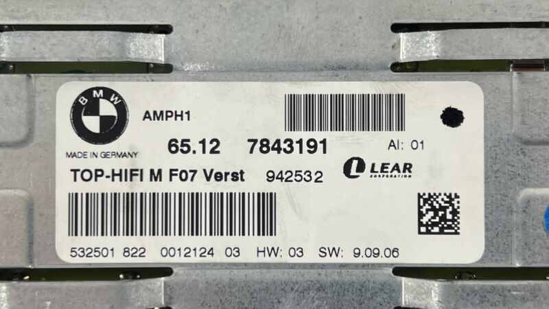 7 843 191 / 7843191 06-10 BMW M6 E63 E64 TOP-HIFI AMPLIFIER AMP RADIO AUDIO MODULE 7843191 OEM