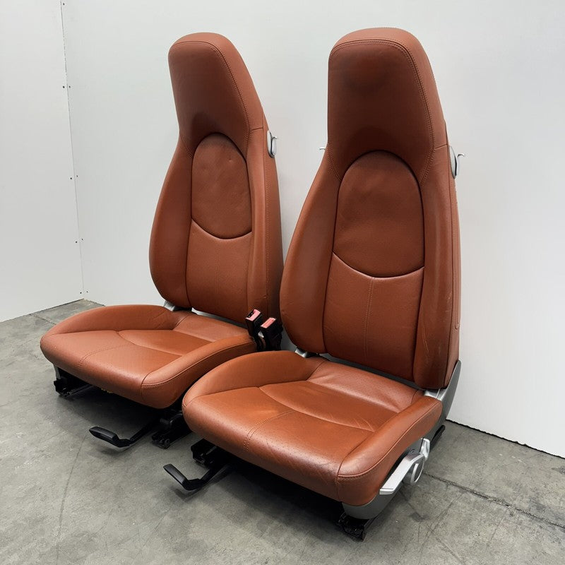 05-08 PORSCHE BOXSTER S 987 FRONT BUCKET SEAT PAIR POWER LEATHER TERRACOTTA OEM