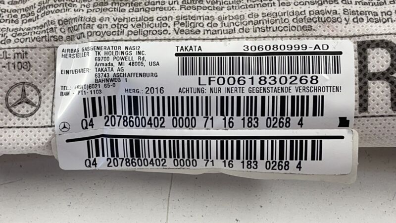 2078600402 / A2078600402 / A 207 860 04 02 0402 10-17 MERCEDES BENZ E550 W207 RIGHT FRONT SEAT AIRBAG AIR BAG SRS 207860