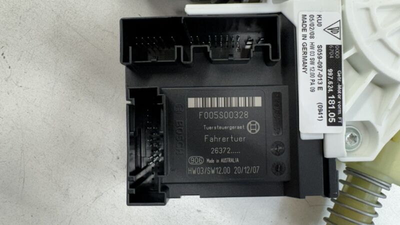997.624.181.05 / 997 624 181 05 / 99762418105 05-12 PORSCHE BOXSTER 987 DRIVER LEFT DOOR GLASS WINDOW REGULATOR W/ MOTOR
