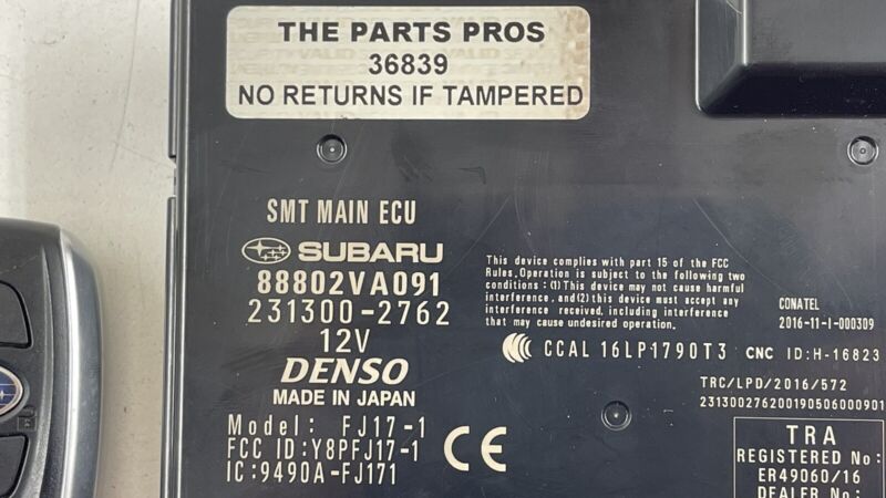 888021VA091 2019 SUBARU WRX STI ANTITHEFT KEYLESS ENTRY MODULE W/ KEY 888021VA091 OEM