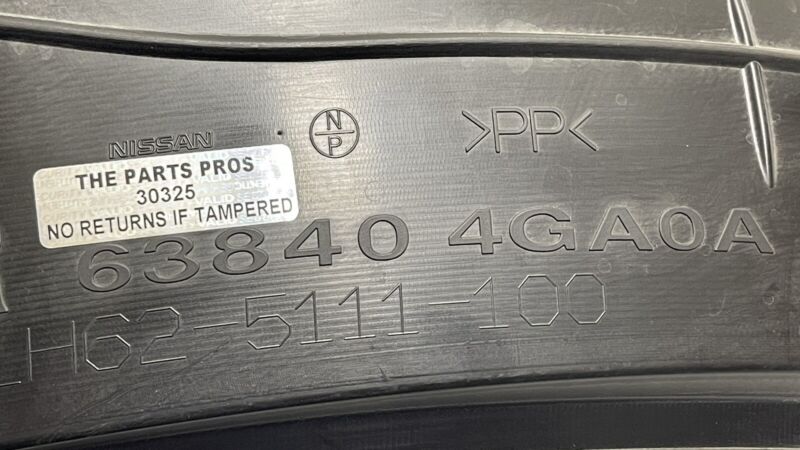 63840 4GA0A / 63840-4GA0A / 638404GA0A 14-22 INFINITI Q50 RIGHT FRONT REARWARD FENDER LINER SPLASH GAURD SHIELD OEM