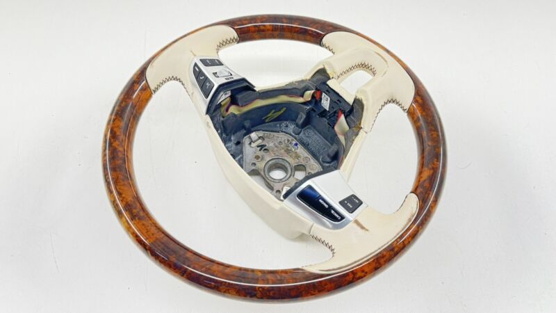 3WO 419 093AK / 3WO419093AK 13-18 BENTLEY FLYING SPUR DRIVER STEERING WHEEL WOOD LEATHER BEIGE OEM