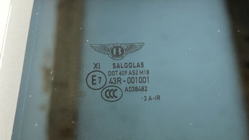 43R-001001 / 43R 001001 / 43R001001 13-18 BENTLEY FLYING SPUR DRIVER LEFT REAR DOOR GLASS WINDOW DUAL PANE OEM