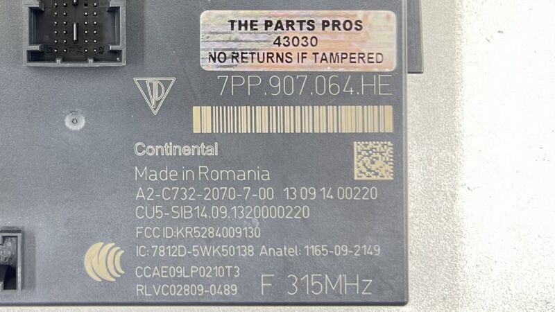 7PP.907.064.HE / 7PP 907 064 HE / 7PP907064HE 14-16 PORSCHE PANAMERA FRONT BODY CONTROL MODULE BCM BCU 7PP.907.064.HE OE