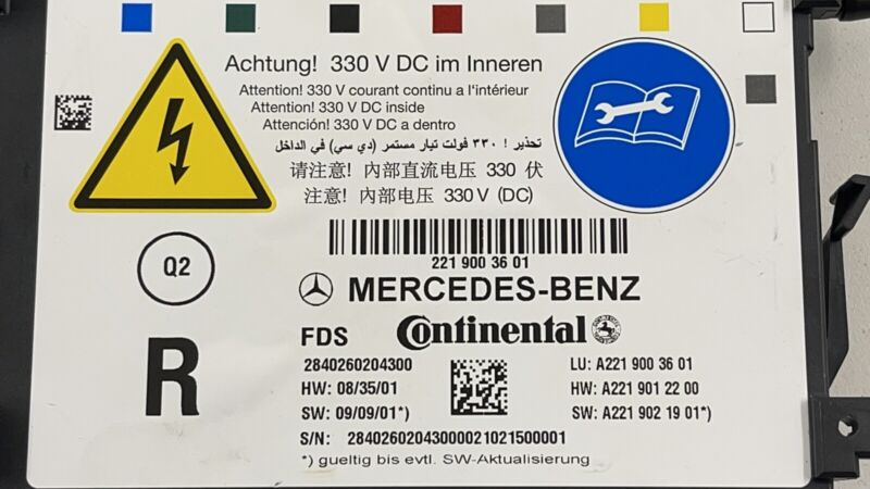 2219012200 / A2219012200 / A 221 901 22 00 2200 07-13 MERCEDES S550 W221 RIGHT FRONT SEAT DYNAMIC LUMBAR CONTROL MODULE