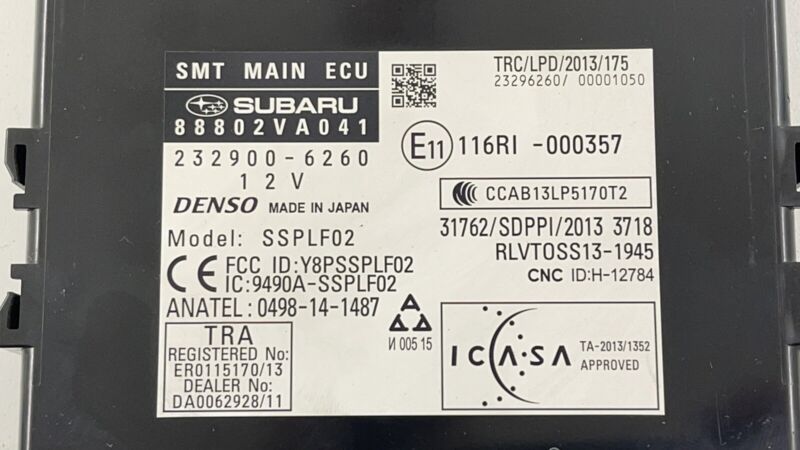 88802VA041 2017 SUBARU WRX SMT MAIN ECU KEYLESS ACCESS CONTROL MODULE 88802VA041 OEM
