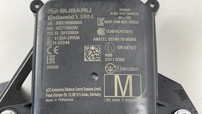 87611CC000 / 87611 CC000 / 87611-CC000 2022 SUBARU BRZ RIGHT REAR BLIND SPOT RADAR MONITOR SENSOR MODULE 87611CC000 OEM