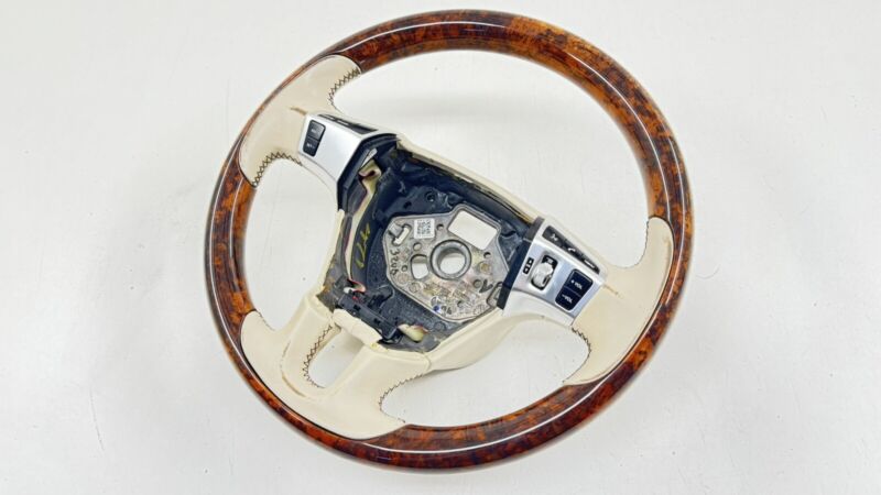 3WO 419 093AK / 3WO419093AK 13-18 BENTLEY FLYING SPUR DRIVER STEERING WHEEL WOOD LEATHER BEIGE OEM