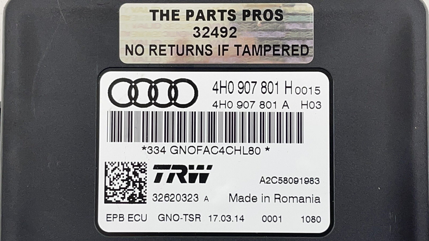 15-18 AUDI A8 EMERGENCY PARKING PARK BRAKE CONTROL MODULE 4H0 907 801 H OEM