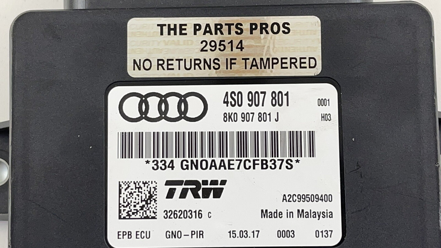 17-22 AUDI R8 PLUS EMERGENCY PARKING BRAKE CONTROL MODULE 4S0 907 801 J OEM