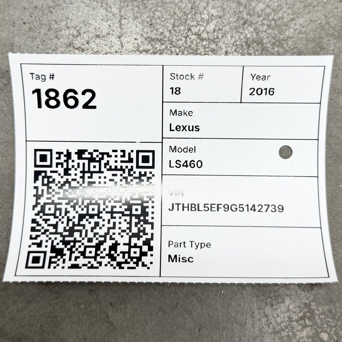 2013-2017 Lexus LS460 Driver Left Front Fender Panel Satin Cashmere OEM