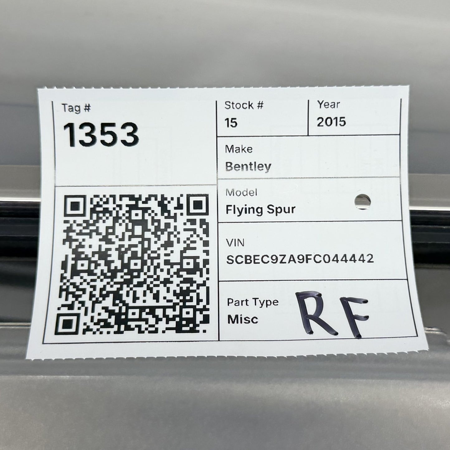 2014-2018 Bentley Flying Spur W12 Passenger Right Front Door Shell Silver OEM