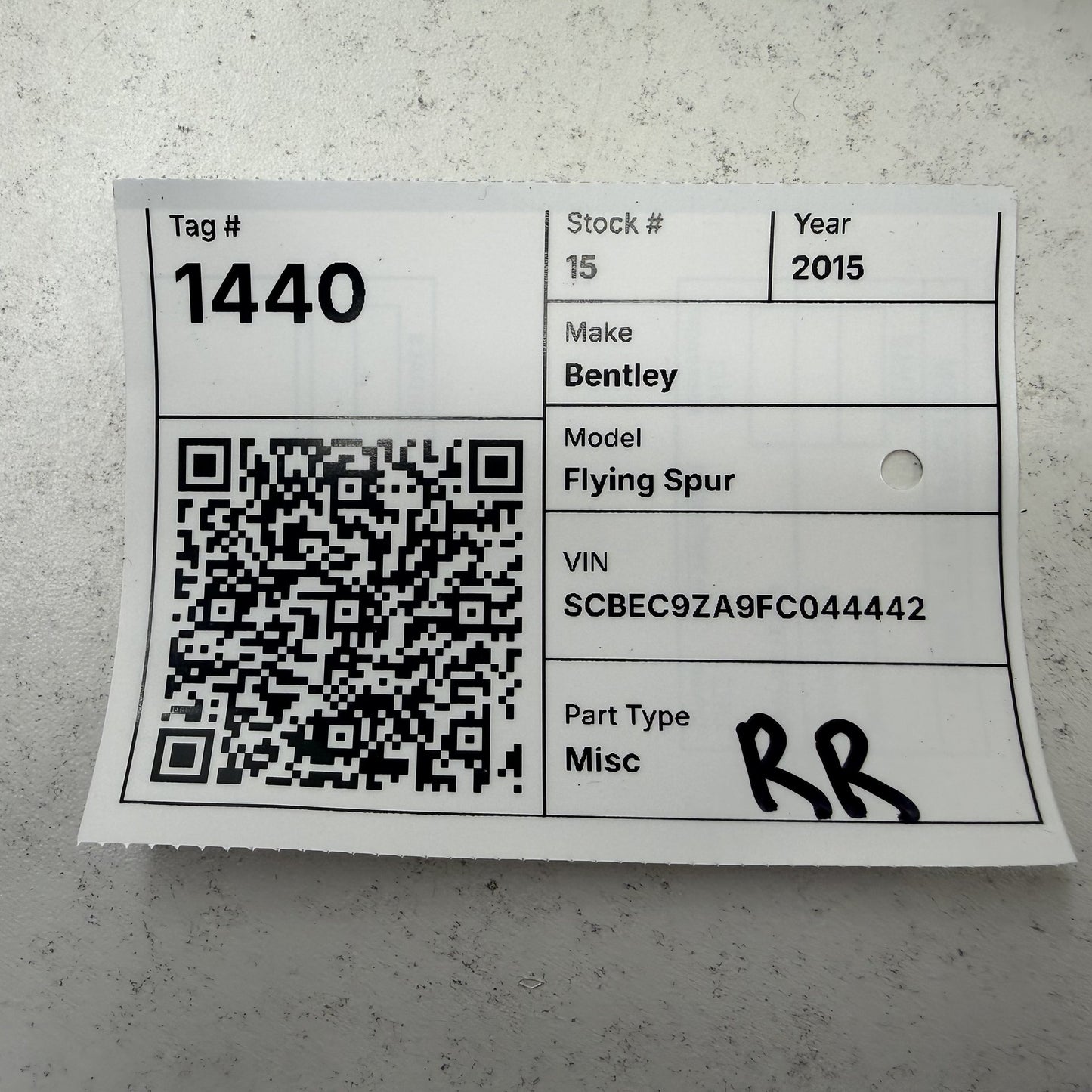 2014-2018 Bentley Flying Spur Right Rear Seatbelt Seat Belt Retractor OEM