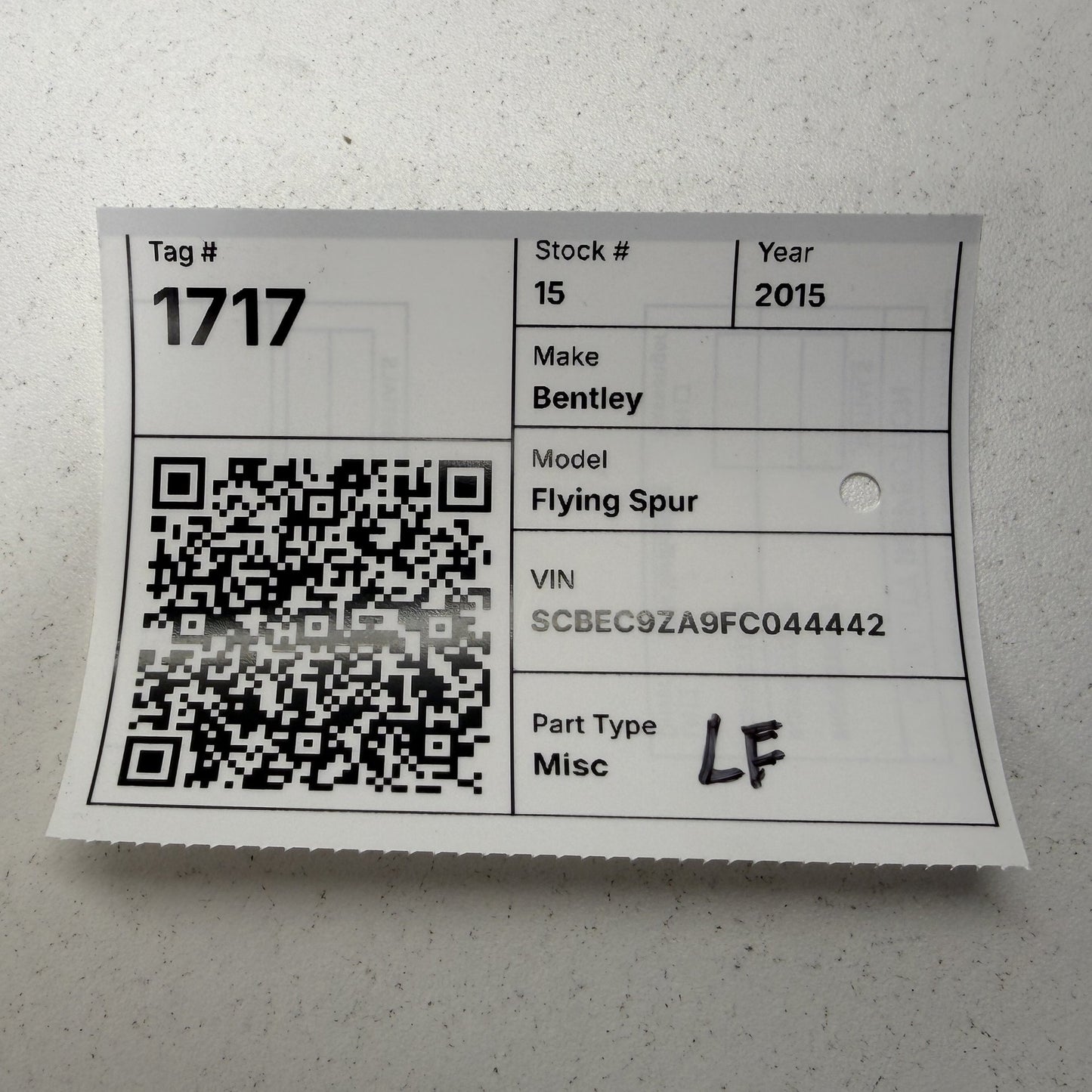 2014-2018 Bentley Flying Spur Driver Left Front Upper Seat Track Frame Rail OEM