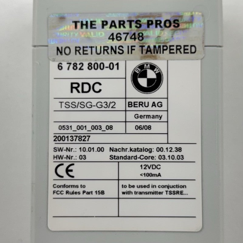 6 782 800 / 6782800 06-10 BMW M6 E63 E64 TPMS Tire Pressure Monitoring System Module 6782800 OEM