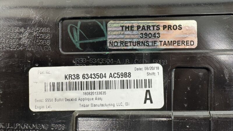 KR3B 634504 AC / KR3B634504AC 19-20 FORD MUSTANG BULLITT TRUNK DECKLID FINISH TRIM APPLIQUE GARNISH PANEL OEM