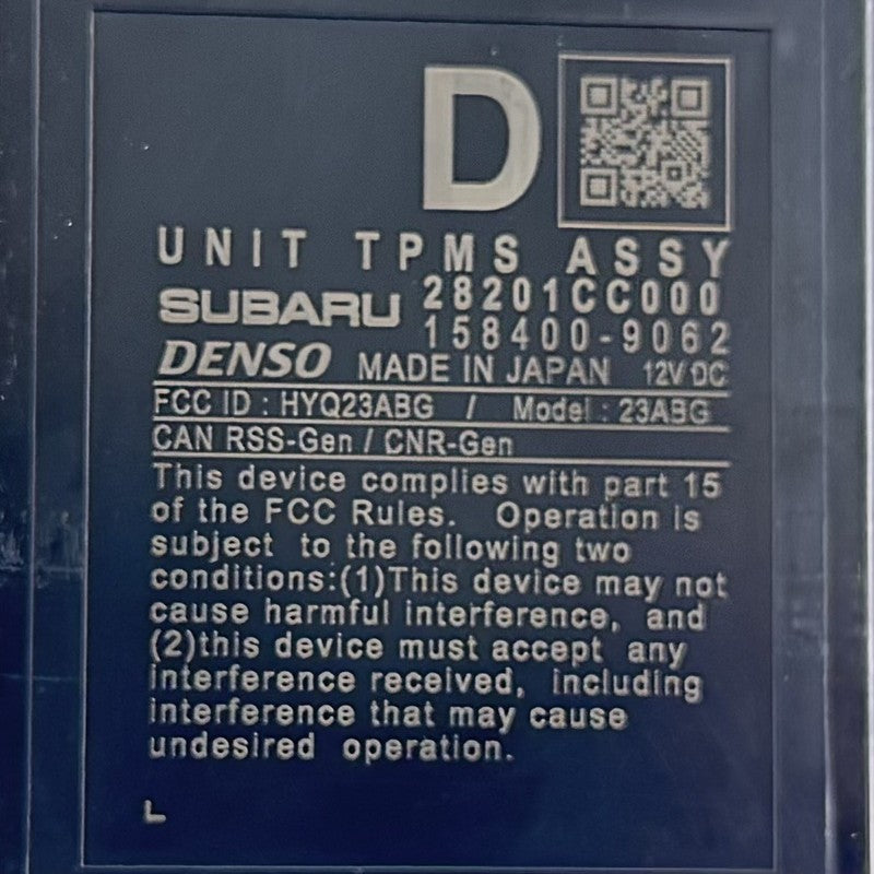 28201CC000 22-25 TOYOTA GR86 TPMS TIRE PRESSURE MONITOR SENSOR MODULE 28201CC000 OEM