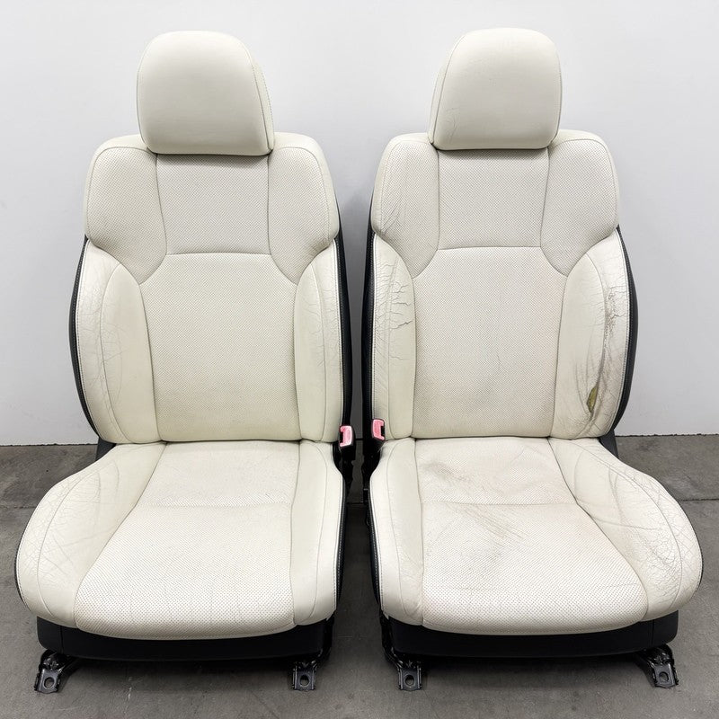 08-10 Lexus IS F Left And Right Front Seat Pair Leather Alpine White OEM