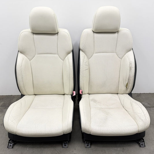 08-10 Lexus IS F Left And Right Front Seat Pair Leather Alpine White OEM