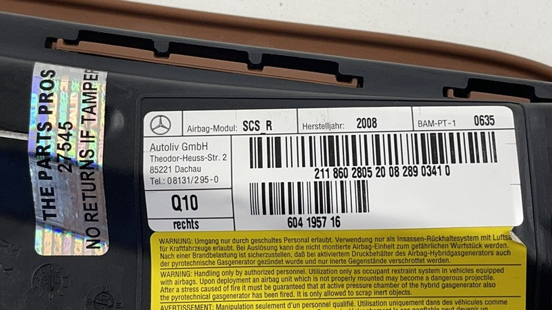 2118602805 / A2118602805 / A 211 860 28 05 2805 03-09 MERCEDES BENZ E350 W211 PASSENGER RIGHT FRONT SEAT AIRBAG AIR BAG 