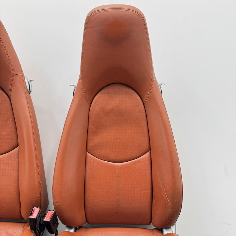 05-08 Porsche 911 997 Boxster Cayman 987 Front Seat Pair Leather Terracotta OEM