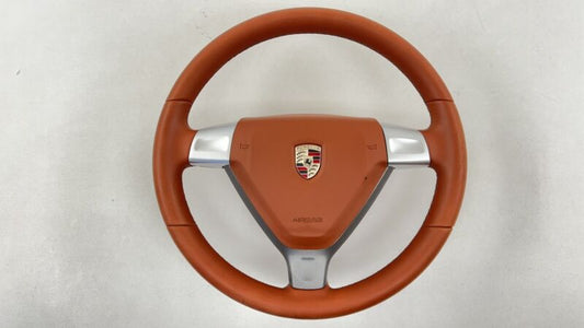 6020578 05-08 PORSCHE BOXSTER CAYMAN 987 STEERING WHEEL WITH WHEEL AIRBAG TERRACOTTA OEM
