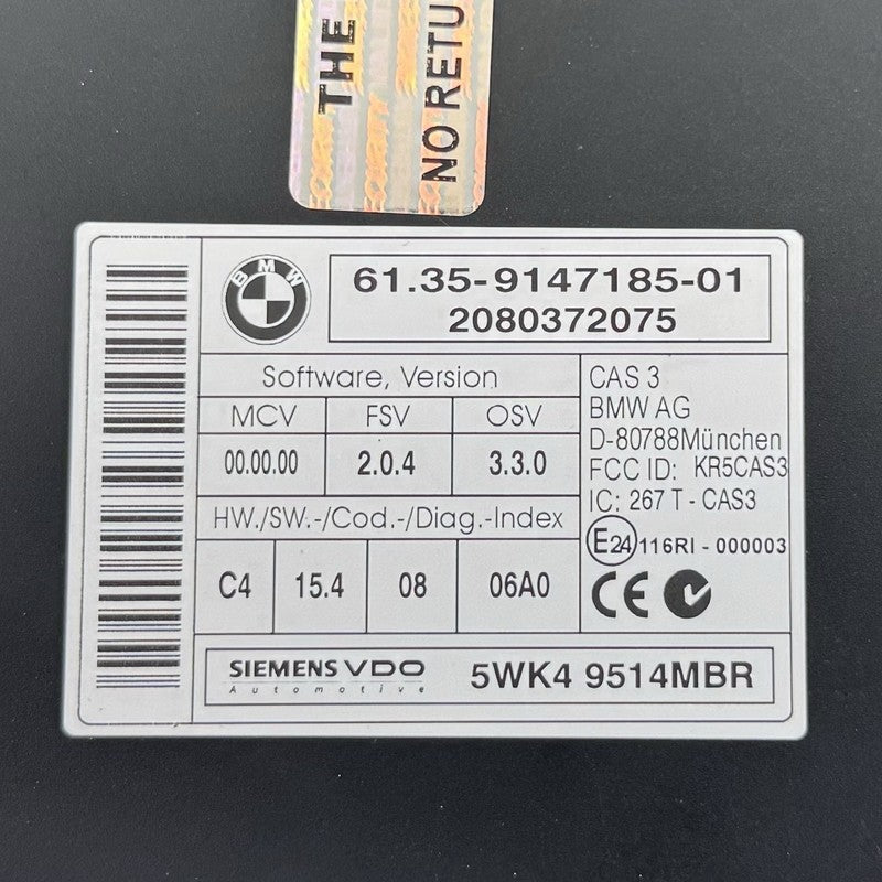 7 841 201 / 7841201 06-10 BMW M6 E63 E64 ECU Engine Control Module Car Access System W/ Key Set OEM