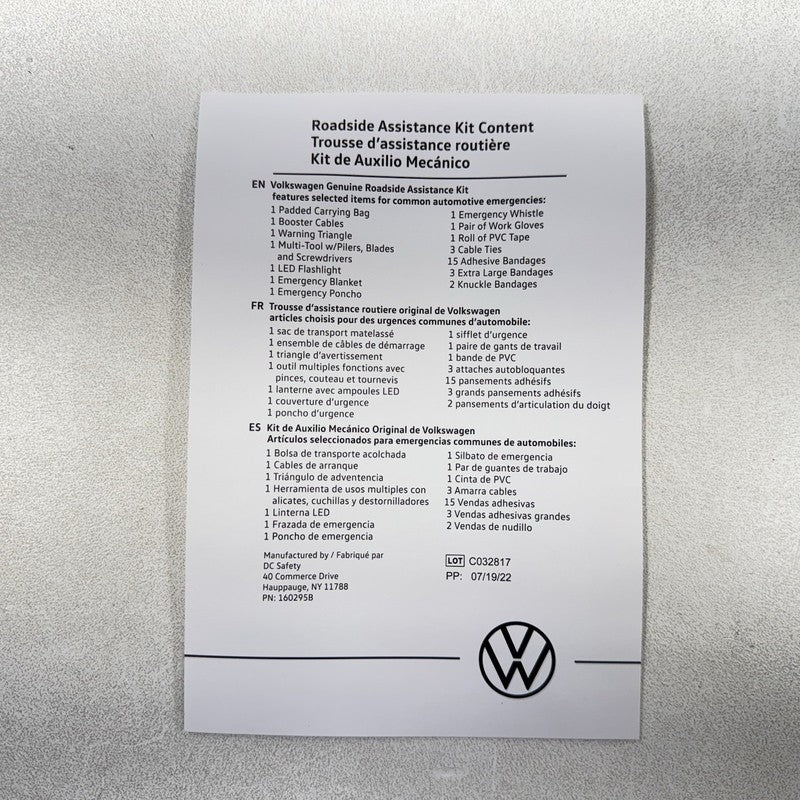 000-093-059-AH / 000.093.059.AH / 000 093 059 AH / 000093059AH 22-25 VOLKSWAGEN GOLF R MK8 EMERGENCY ROADSIDE ASSISTANCE