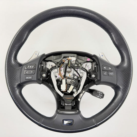 GS120-02380 / GS120 02380 / GS12002380 08-10 Lexus IS F Driver Steering Wheel With Paddle Shifter Leather Black OEM