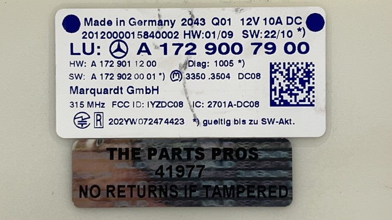 1729007900 / A1729007900 / A 172 900 79 00 7900 12-14 MERCEDES BENZ CLS550 W218 KEYLESS GO ENTRY CONTROL MODULE 17290079