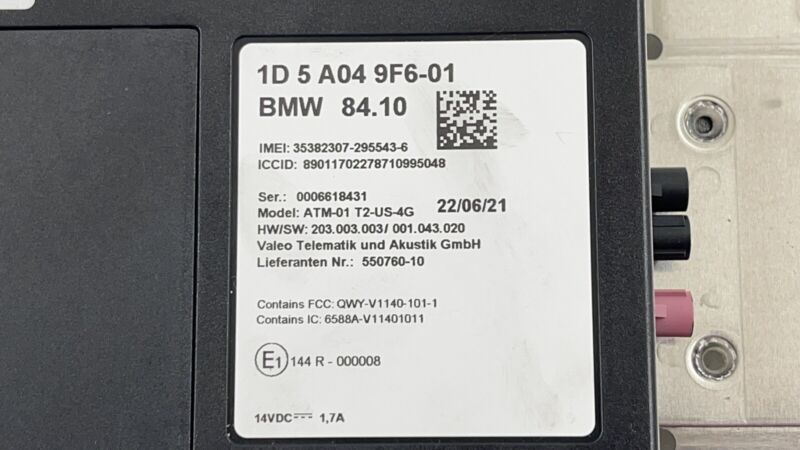 9 297 787 / 9297787 20-23 TOYOTA SUPRA BLUETOOTH COMMUNICATION TELEMATIC CONTROL MODULE 5A049F6 OEM