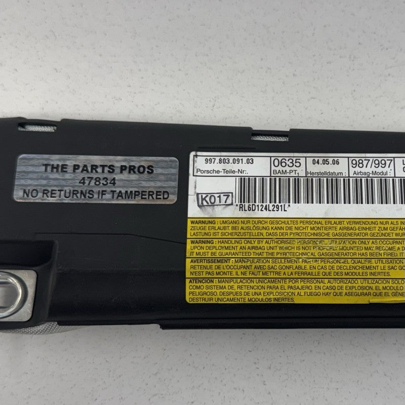99780309103 / 997.803.091.03 / 997 803 091 03 05-12 Porsche 911 997 Boxster Cayman 987 Driver Left Door Airbag Air Bag S