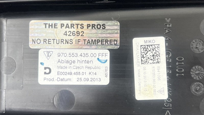 970 612 576 00 / 97061257600 10-16 PORSCHE PANAMERA REAR CENTER CONSOLE TRIM COVER PANEL LUXOR BEIGE OEM