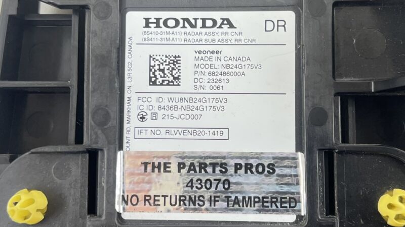682486000A 24-25 ACURA INTEGRA TYPE S RIGHT REAR BLIND SPOT SENSOR RADAR MONITOR OEM