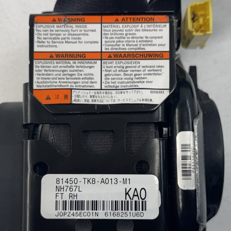 81450-TK8-A013-M1 / 81450 TK8 A013 M1 / 81450TK8A013M1 11-17 Honda Odyssey Passenger Right Front Seatbelt Seat Belt Retr
