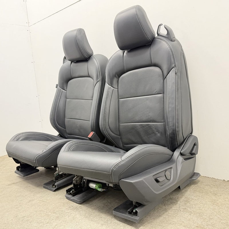 24-26 Ford Mustang GT Premium Front Seat Pair Leather Black W/ White Stitch OEM