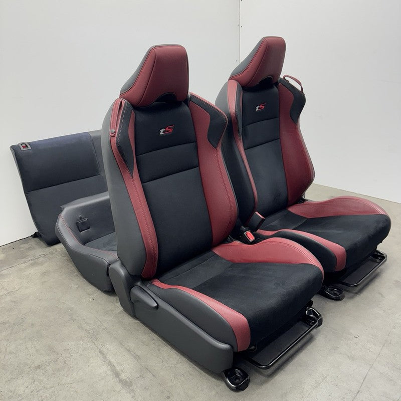 2018 SUBARU BRZ TS SEAT SET FRONT & REAR LEATHER SUEDE RED & BLACK OEM RARE!