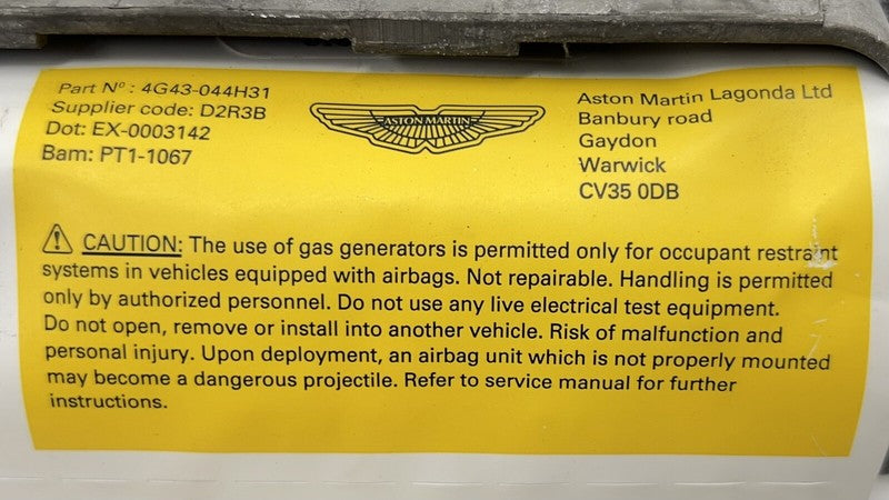 4G43-044H31 / 4G43 044H31 / 4G43044H31 07-17 ASTON MARTIN VANTAGE DASHBOARD DASH INSTRUMENT PANEL AIRBAG SRS OEM