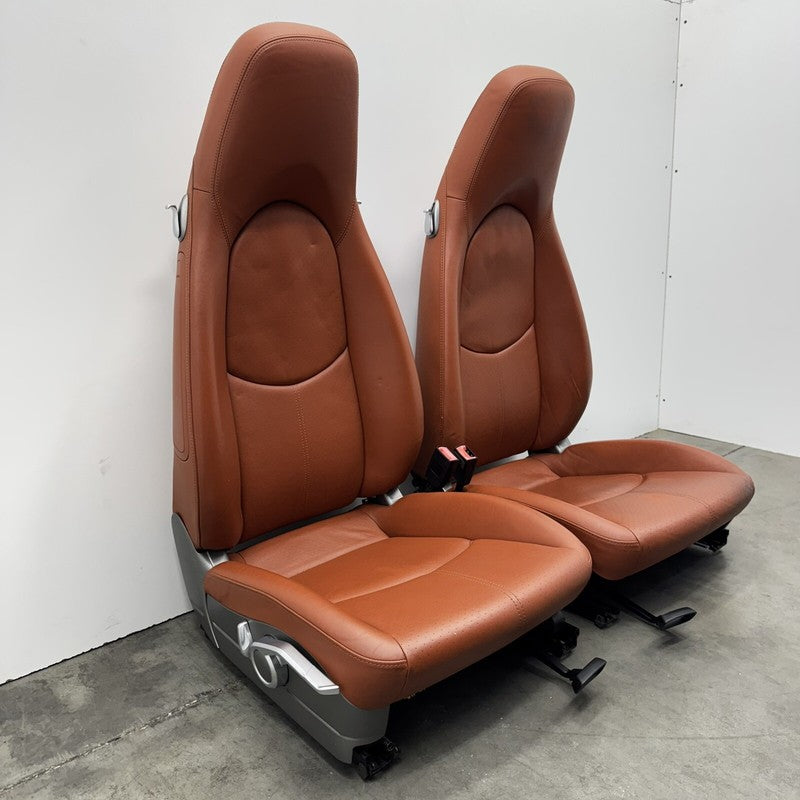 05-08 Porsche 911 997 Boxster Cayman 987 Front Seat Pair Leather Terracotta OEM