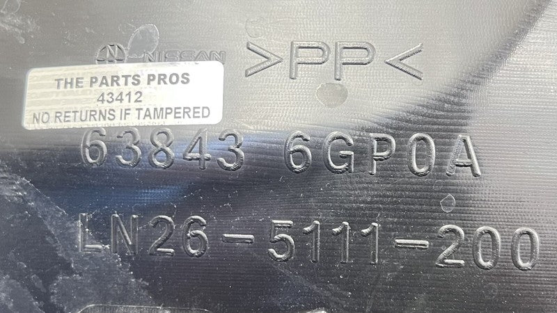 63843-6GP0A / 63843 6GP0A / 638436GP0A 23-24 NISSAN Z LEFT FRONT REARWARD FENDER LINER SPLASH GUARD 63843-6GP0A OEM