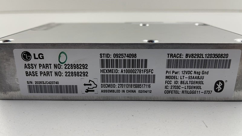 22898292 12-15 CHEVROLET CAMARO SS BLUETOOTH COMMUNICATION INTERFACE 22898292 OEM