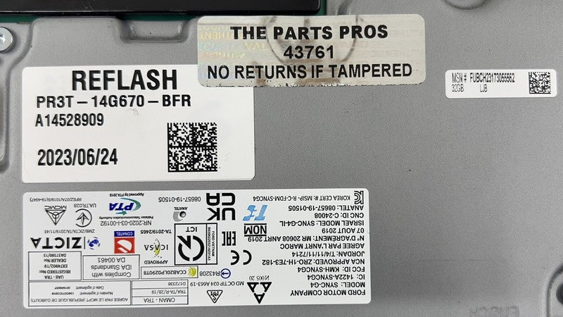 PR3T-18B955-BE / PR3T 18B955 BE / PR3T18B955BE 24-25 MUSTANG DARK HORSE SYNC 4 RADIO HEAD UNIT DISPLAY SCREEN MODULE SET