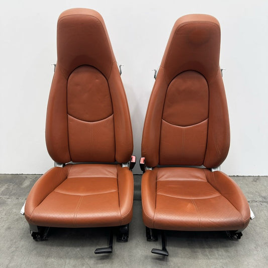 05-08 Porsche 911 997 Boxster Cayman 987 Front Seat Pair Leather Terracotta OEM