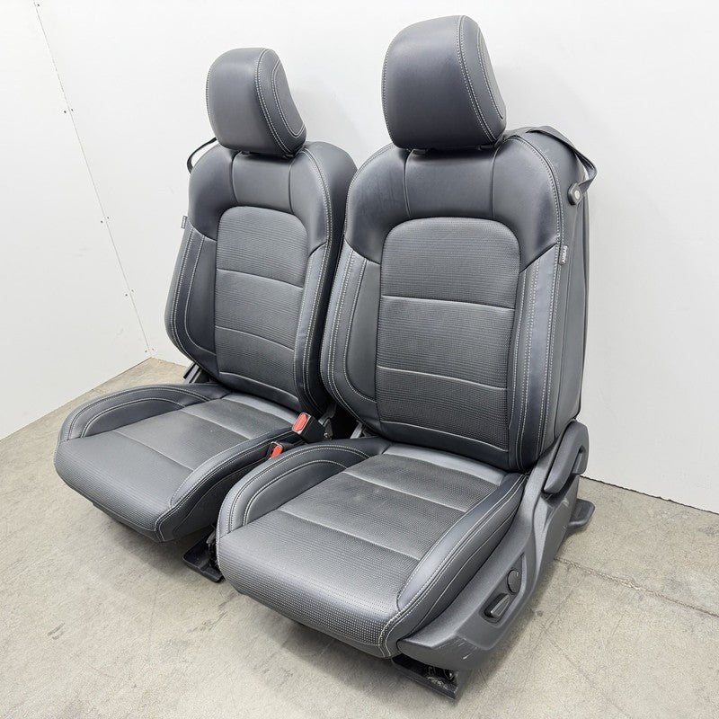 24-26 Ford Mustang GT Premium Front Seat Pair Leather Black W/ White Stitch OEM