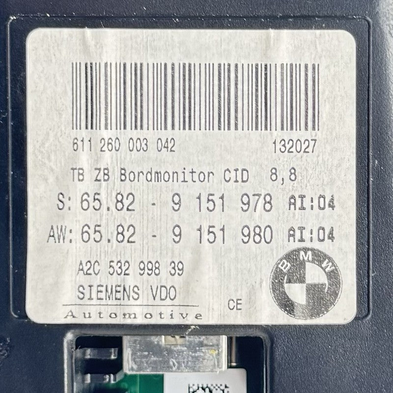 9 151 978 / 9151978 07-10 BMW M6 E63 E64 NAVIGATION RADIO DISPLAY SCREEN 9151978 OEM